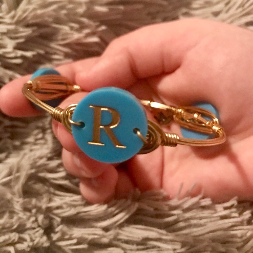 Moon and Lola gold and blue R bangle